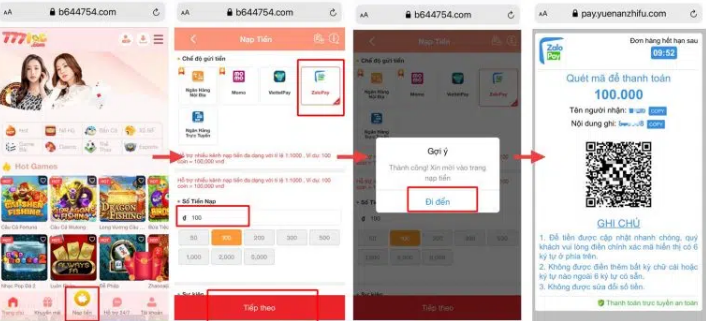 777LOC HƯỚNG DẪN NẠP TIỀN CHO NGƯỜI MỚI CHƠI